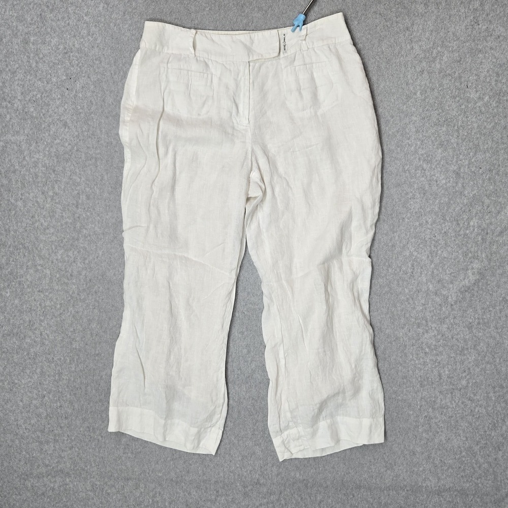 INC International Concepts Women Pants 8 White Acetate Linen Coastal Beach READ